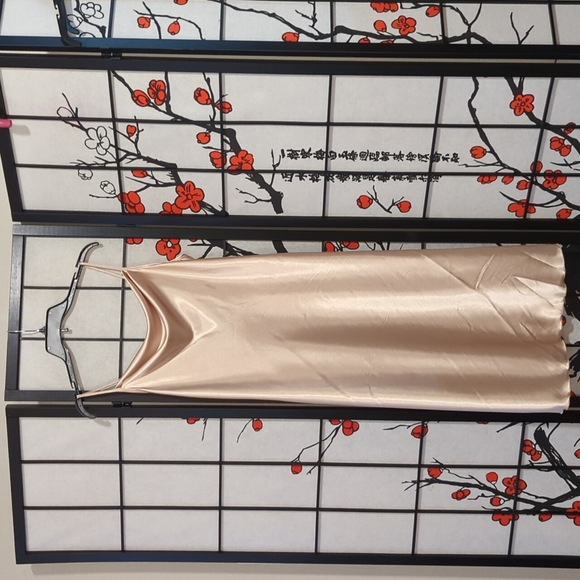 bebe Dresses & Skirts - SATIN COWL NECK SLEEVELESS MIDI SLIP DRESS